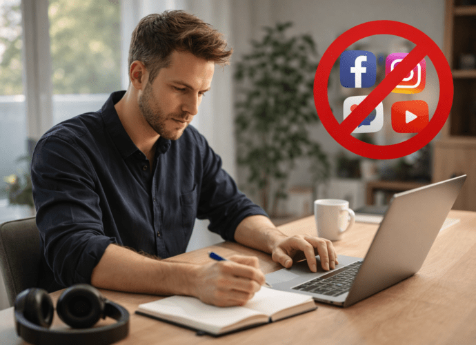 Ablenkungen reduzieren und Fokus zurückgewinnen beim konzentrierten Arbeiten am Laptop