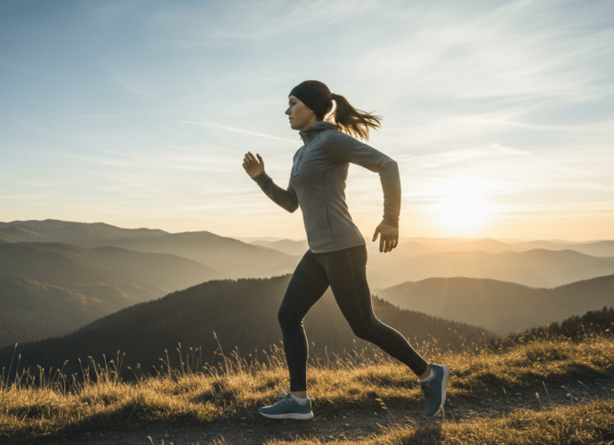 Dynamische Bewegung & Aktivierung in der Natur bei Sonnenaufgang für mehr Energie.