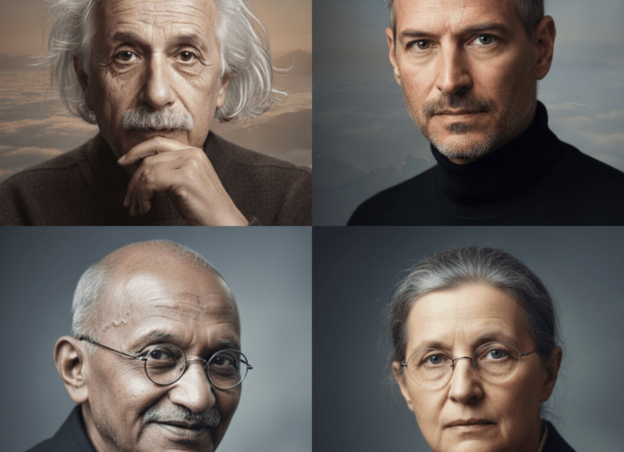 Portraits von 4 Menschen als inspirierende Persönlichkeiten.