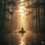 Eine Person entspannt in der Natur bei Sonnenaufgang zur Erholung für maximales Stressmanagement & Erholung.