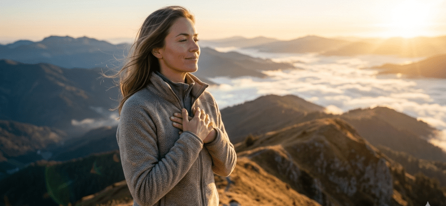 Eine fokussierte Person meditiert bei Sonnenaufgang an einem See – Symbol für Motivation durch Affirmationen.
